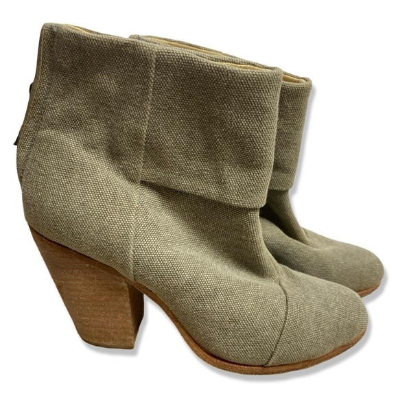 RAG & BONE Newberry Canvas & Leather Heeled Ankle Booties - Picture 2 of 10